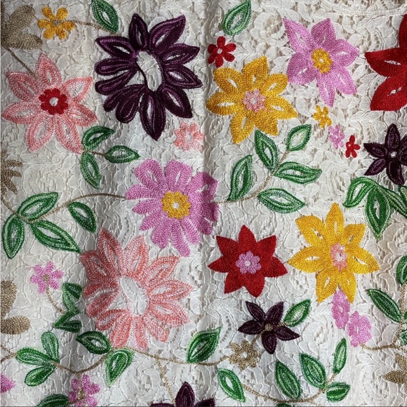 Maeve Anthropologie Ayaka Popcorn Lace Cream Floral Embroidery Skirt - Picture 13 of 16